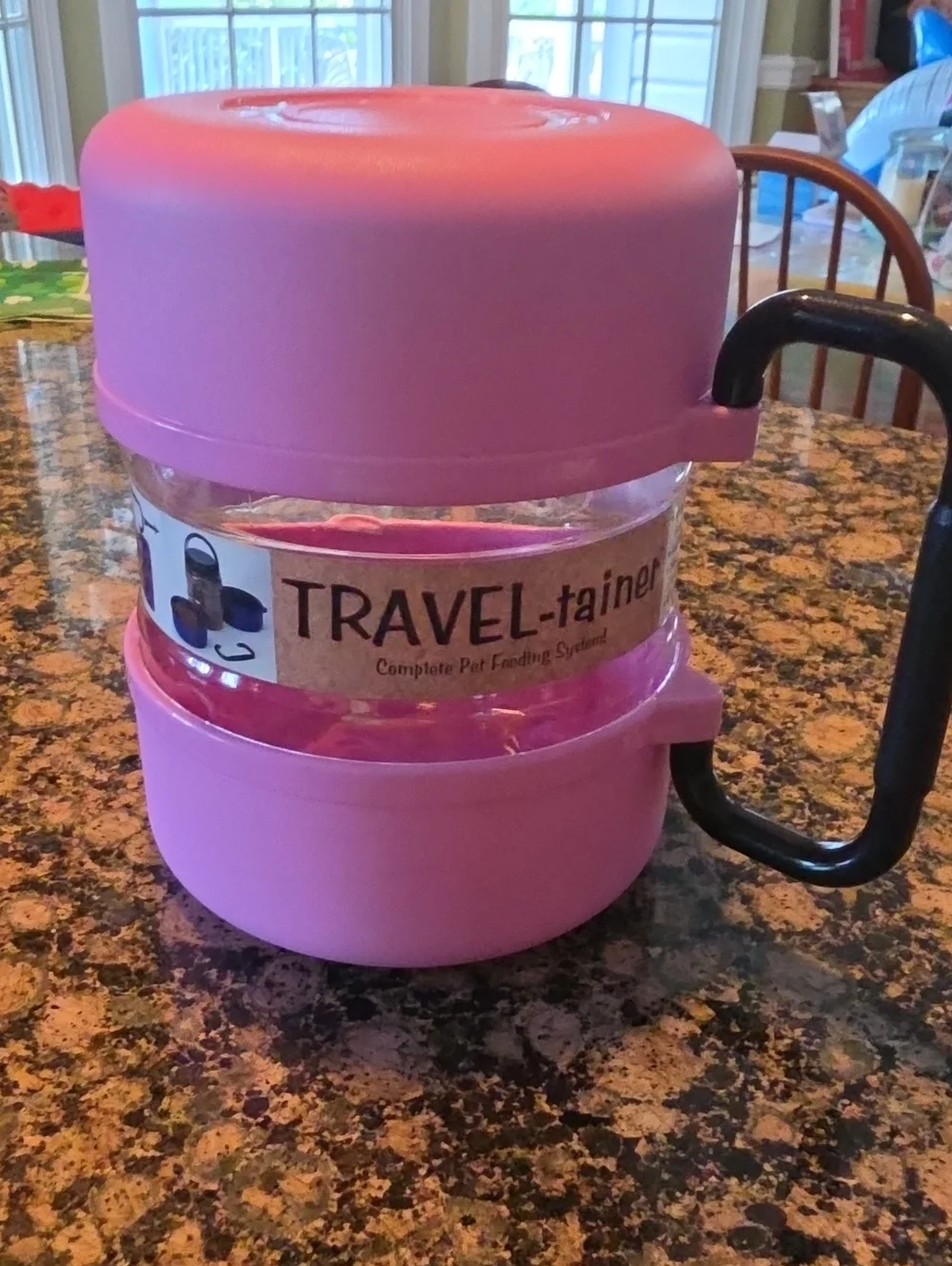 Portable Pink Pet Travel Feeder